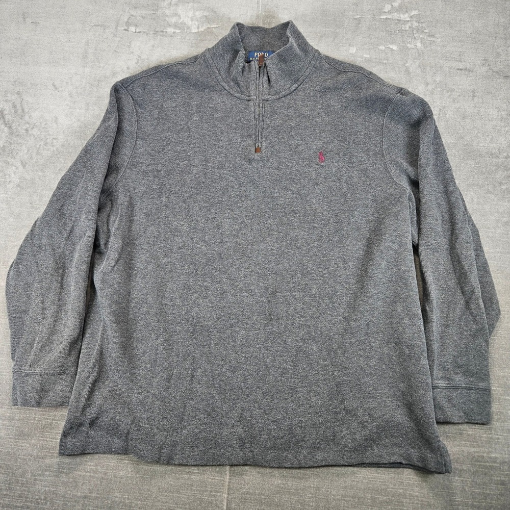 Polo Ralph Lauren XXL Mens Gray 1/4 Zip Pullover Sweatshirt